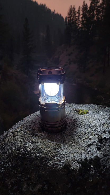 Collapsible Solar Lantern | Triple-Power LED Camping Light | Solar + USB + Battery - Hazli Collection