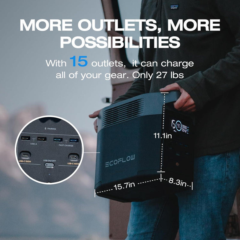 EF ECOFLOW Delta 2 Portable Power Station | 1024Wh LFP Battery | Fast Charging - Hazli Collection