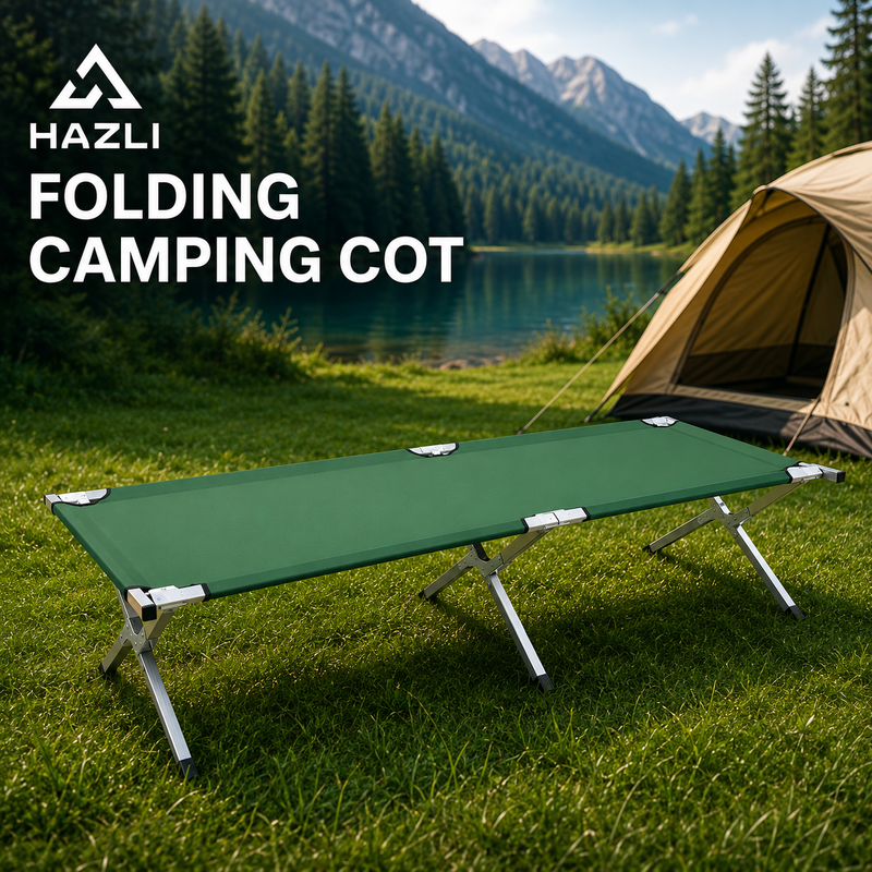 HAZLI Heavy-Duty Folding Camping Cot – Portable Military Style Sleeping Bed for Camping, Travel & Outdoor Adventures - Hazli Collection