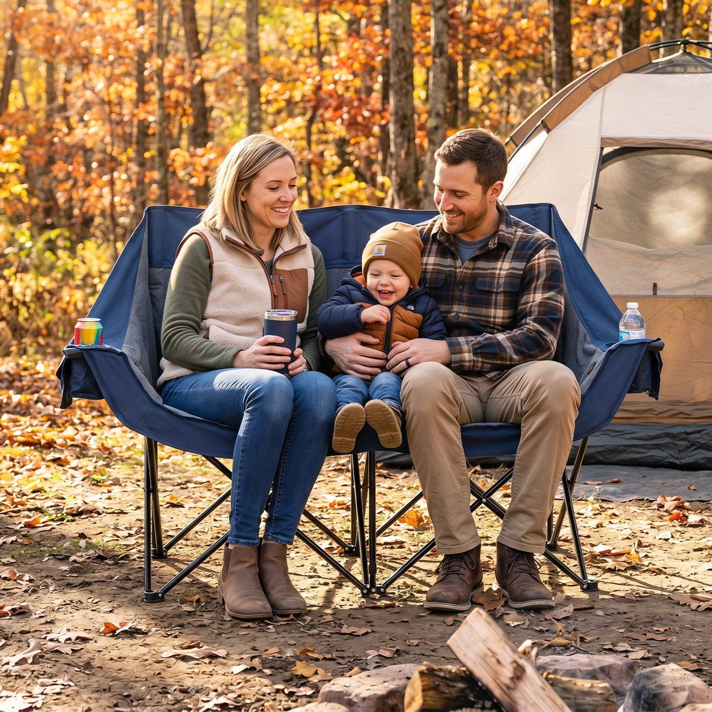 Heated Double Camping Chair with 4 Heating Zones