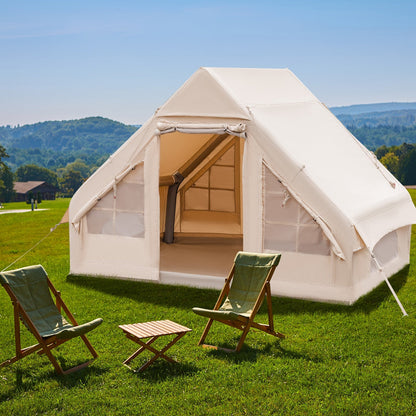 Inflatable Glamping Tent for 2-6 People with Pump, UPF50+ Canopy, Beige