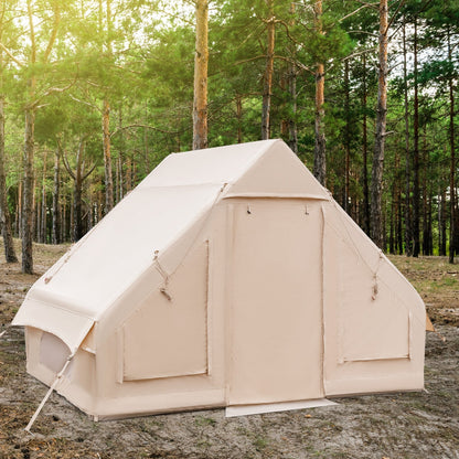 Inflatable Glamping Tent for 2-6 People with Pump, UPF50+ Canopy, Beige