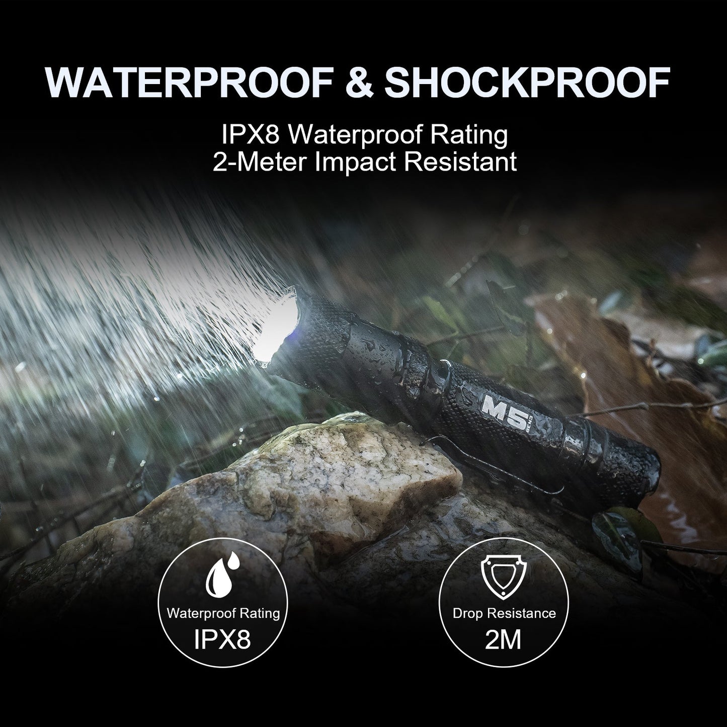 M5 Gen3 EDC Flashlight | 2,030 Lumens, Rechargeable | Aluminum Tactical Light - Hazli Collection