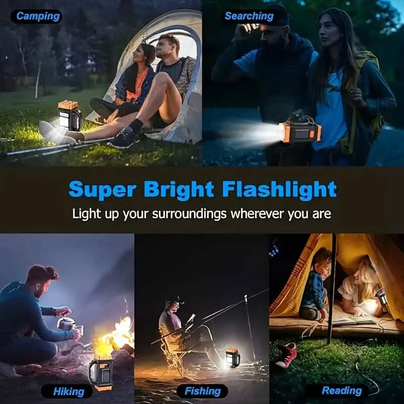 Multifunctional LED Solar Camping Light | 500 Lumens, USB + Solar Charge | Water-Resistant - Hazli Collection