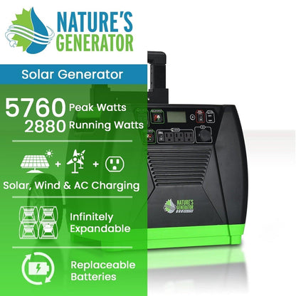 Nature's Generator Elite | 3600W Pure Sine Wave | Solar, Wind & AC Charging - Hazli Collection