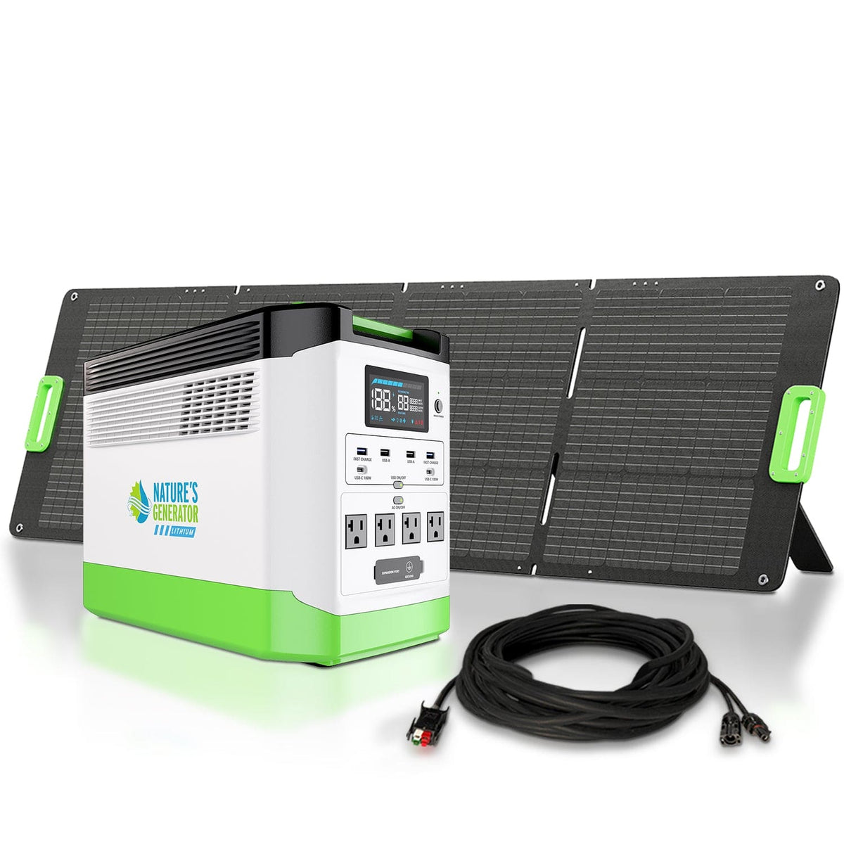 Nature's Generator Lithium 1800 | 1800W LiFePO4 Solar Generator | Expandable to 3600W - Hazli Collection