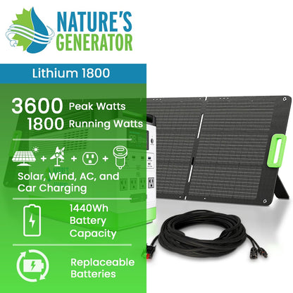 Nature's Generator Lithium 1800 | 1800W LiFePO4 Solar Generator | Expandable to 3600W - Hazli Collection