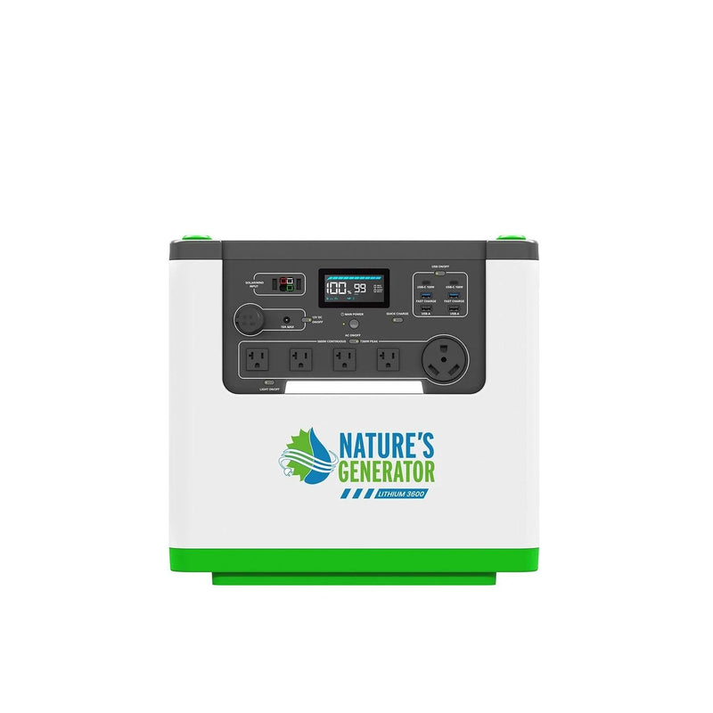 Nature's Generator Lithium 3600 | 3600W LiFePO4 Power Station | Solar, Wind & AC Charging - Hazli Collection