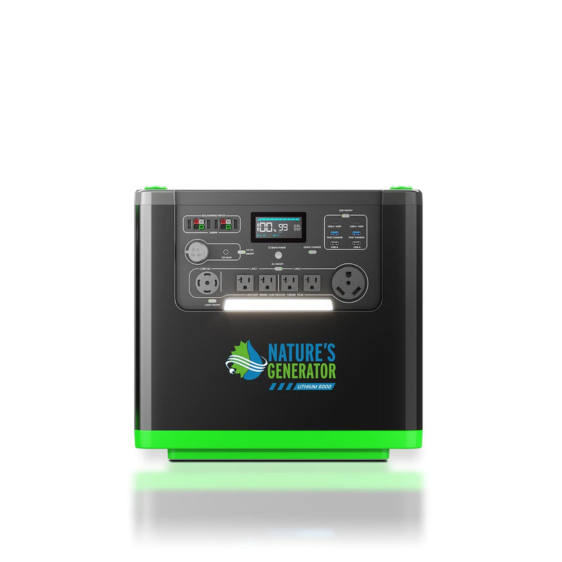 Nature's Generator Lithium 6000 | 6000W Whole Home Backup | LiFePO4, Expandable to 12000W - Hazli Collection