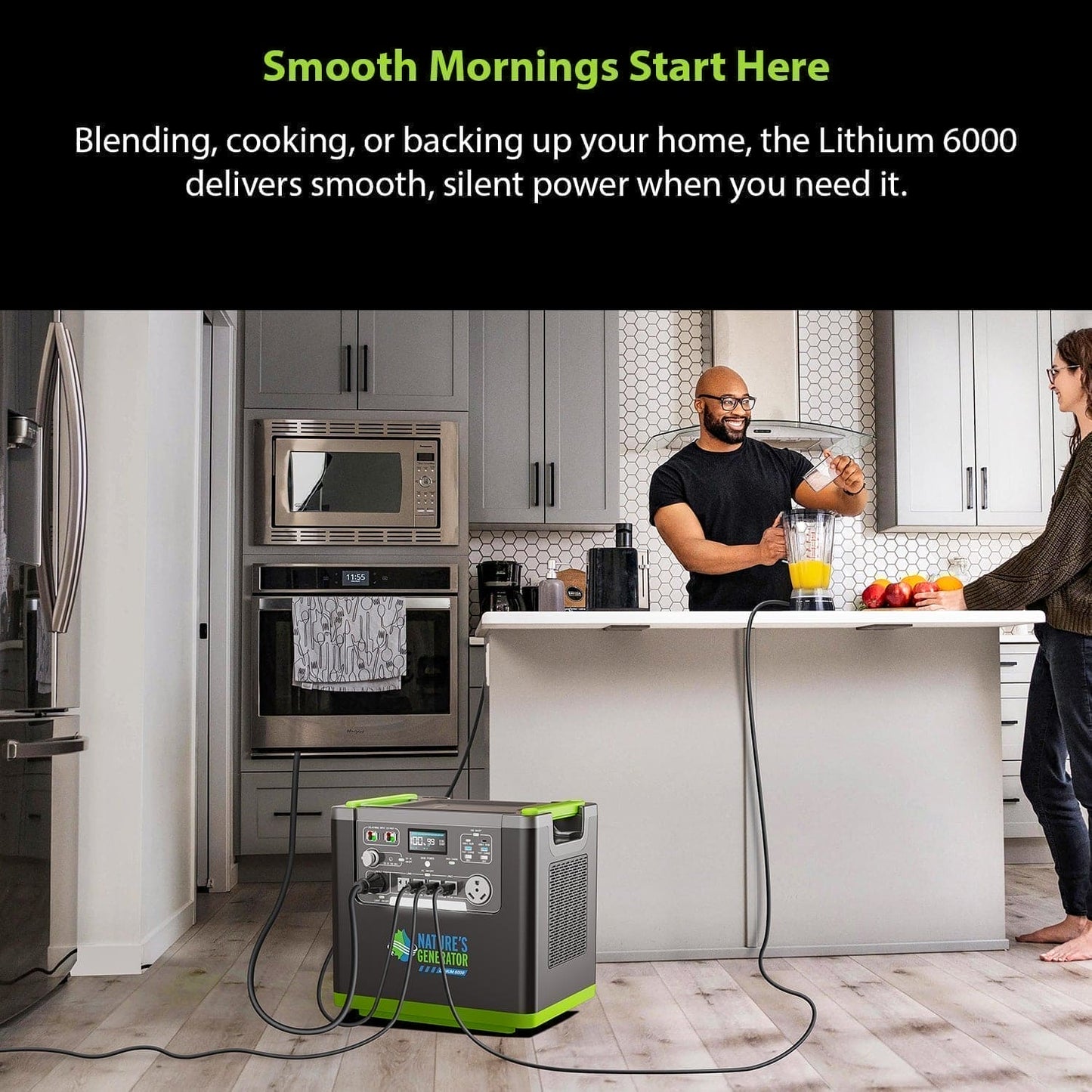 Nature's Generator Lithium 6000 | 6000W Whole Home Backup | LiFePO4, Expandable to 12000W - Hazli Collection