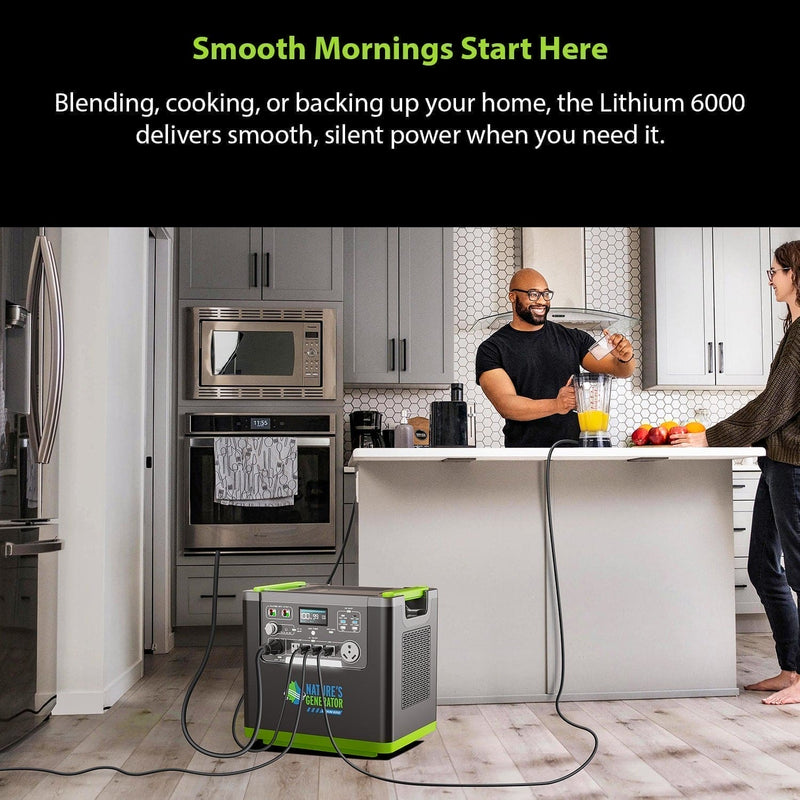 Nature's Generator Lithium 6000 | 6000W Whole Home Backup | LiFePO4, Expandable to 12000W - Hazli Collection