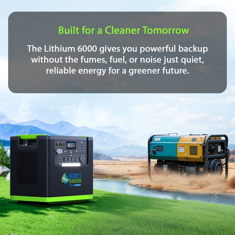 Nature's Generator Lithium 6000 | 6000W Whole Home Backup | LiFePO4, Expandable to 12000W - Hazli Collection