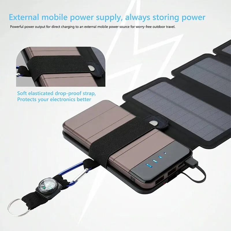 Outdoor Multifunctional Portable Solar Charging Panel Foldable 5V 1A USB Output Device Camping Tool High Power Output - Hazli Collection 