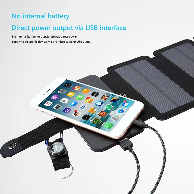 Outdoor Multifunctional Portable Solar Charging Panel Foldable 5V 1A USB Output Device Camping Tool High Power Output - Hazli Collection 