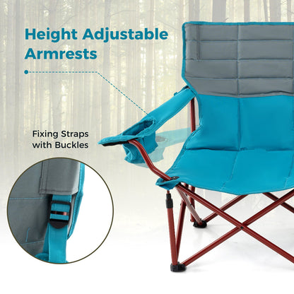 Oversized Camping Loveseat Chair | 2-Person Folding Couch, Thick Padding & Cup Holders - Hazli Collection