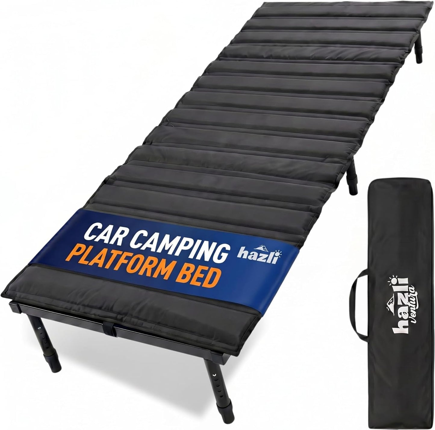 Portable Bed for Car Camping - Adjustable Legs 52"–72" Sleeping Platform - Hazli Collection
