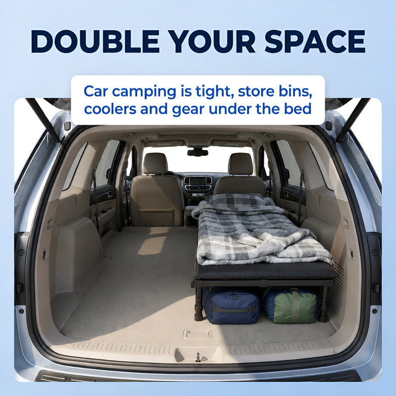 Portable Bed for Car Camping - Adjustable Legs 52"–72" Sleeping Platform - Hazli Collection