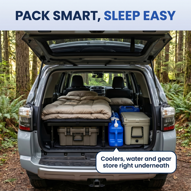 Portable Bed for Car Camping - Adjustable Legs 52"–72" Sleeping Platform - Hazli Collection