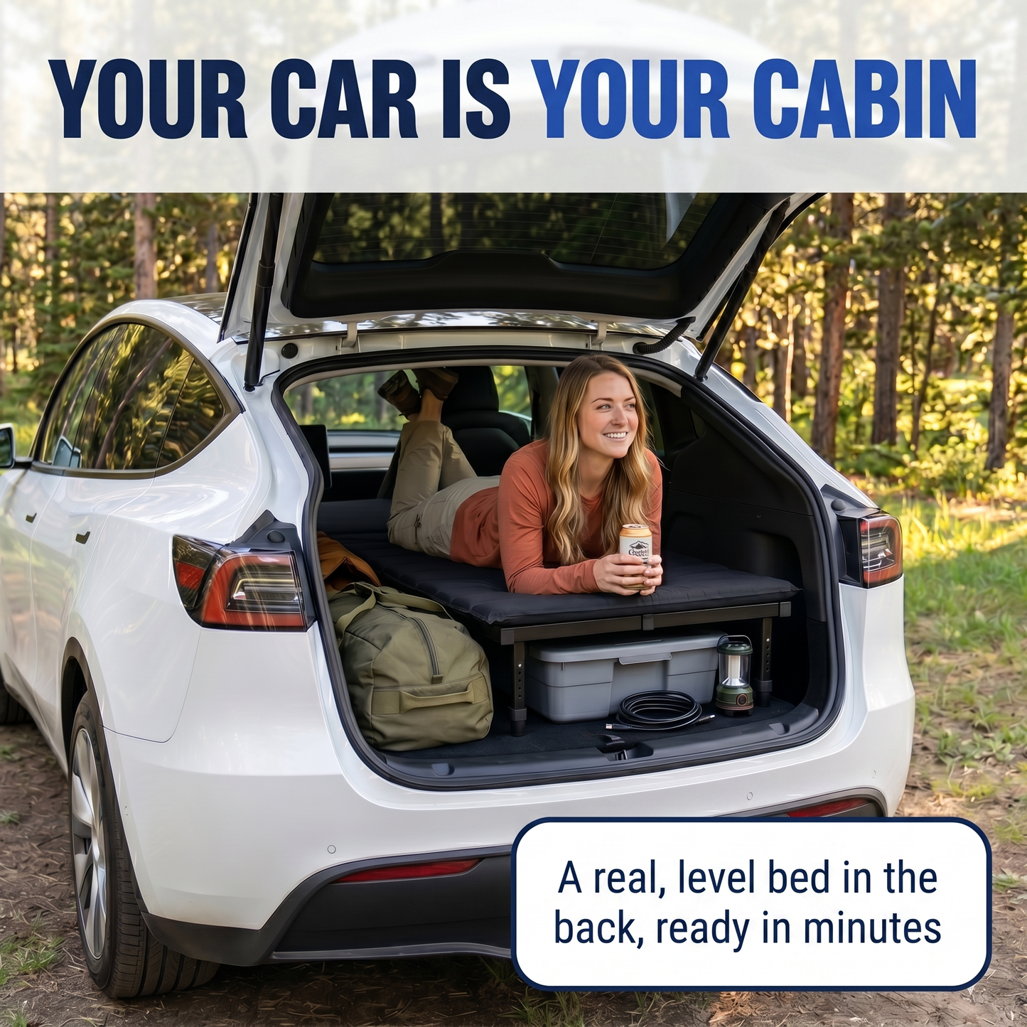 Portable Bed for Car Camping - Adjustable Legs 52"–72" Sleeping Platform - Hazli Collection