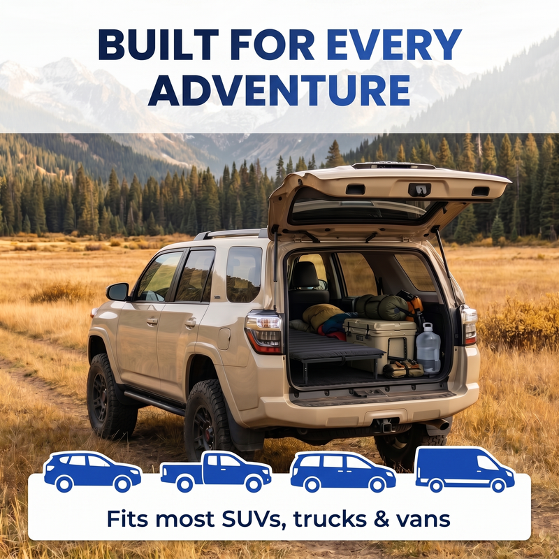 Portable Bed for Car Camping - Adjustable Legs 52"–72" Sleeping Platform - Hazli Collection