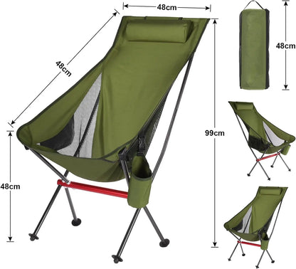 Ultralight Folding Camping Chair | 150kg Capacity, 1.3kg Portable | 7075 Aluminum - Hazli Collection 