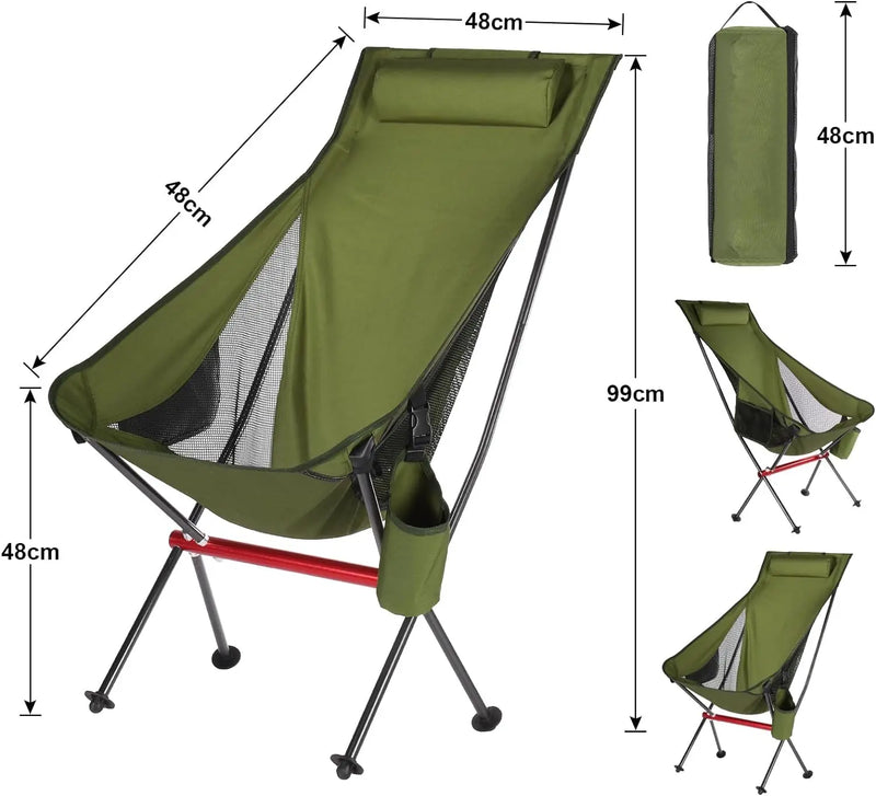 Ultralight Folding Camping Chair | 150kg Capacity, 1.3kg Portable | 7075 Aluminum - Hazli Collection 