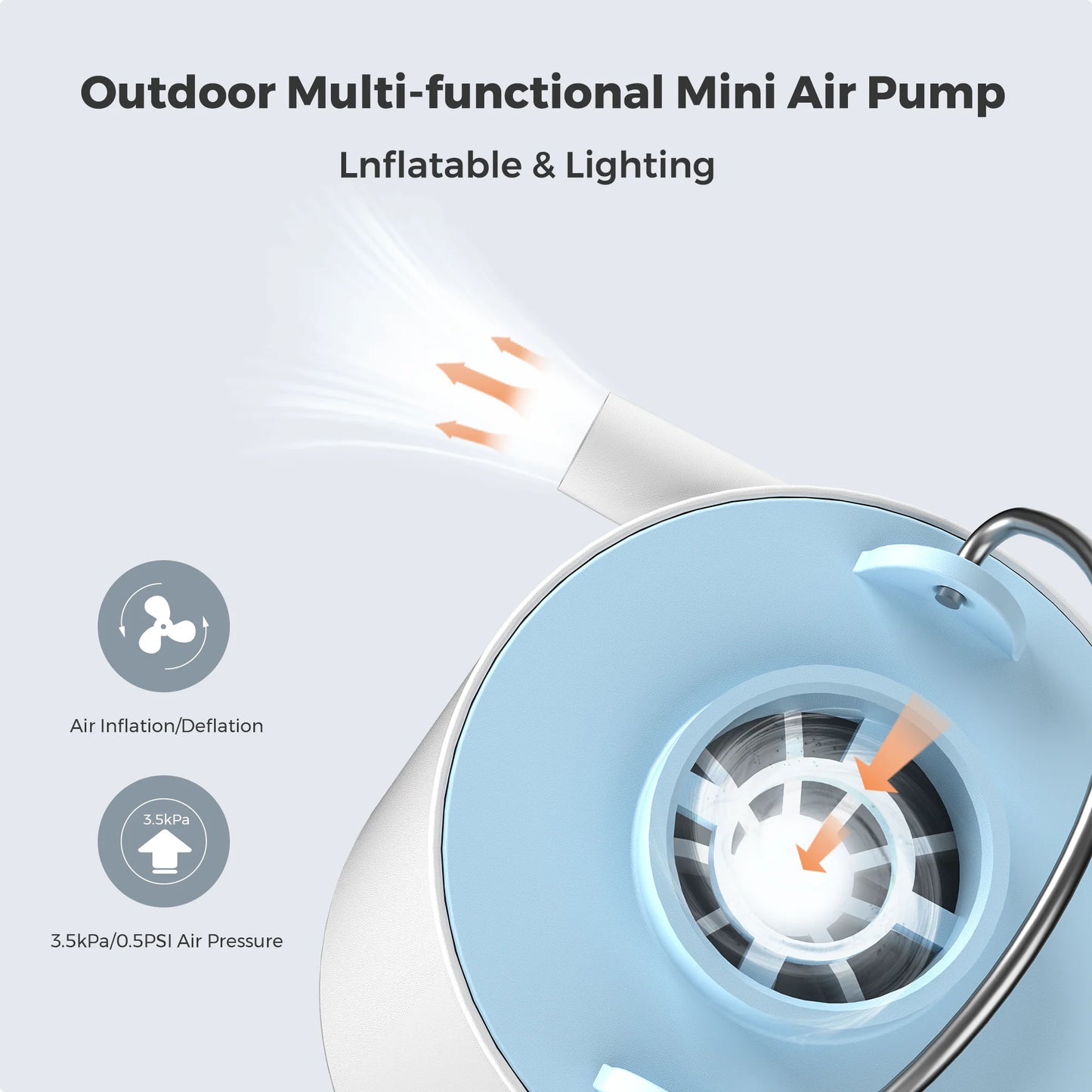 FLEXTAILGEAR Tiny Pump Portable Air Pump Camping Equip Compressor Quick Inflate Deflate Rechargeable for Hiking/Float/Air Bed