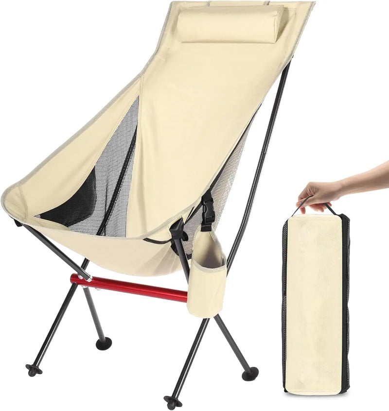 Ultralight Folding Camping Chair | 150kg Capacity, 1.3kg Portable | 7075 Aluminum - Hazli Collection 