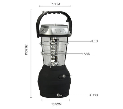 Solar Camping Light | Hand Crank + USB + Solar Charge | 1200mAh Rechargeable LED Lantern - Hazli Collection