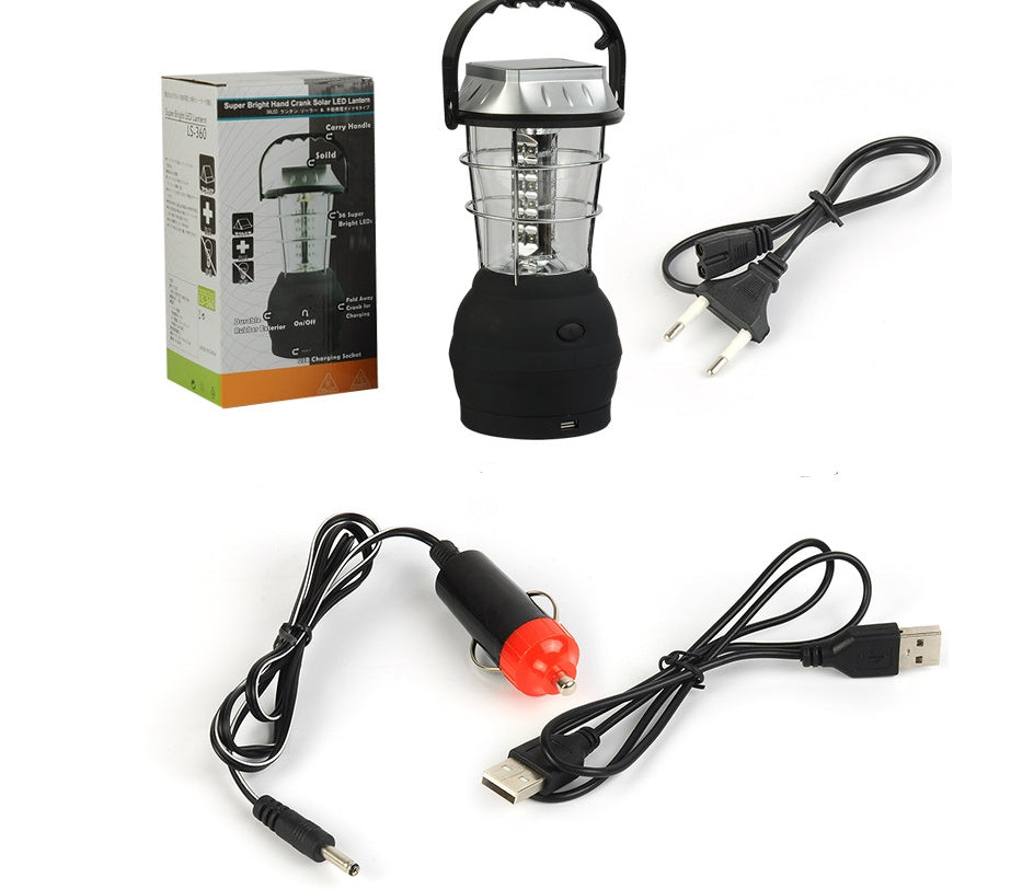Solar Camping Light | Hand Crank + USB + Solar Charge | 1200mAh Rechargeable LED Lantern - Hazli Collection