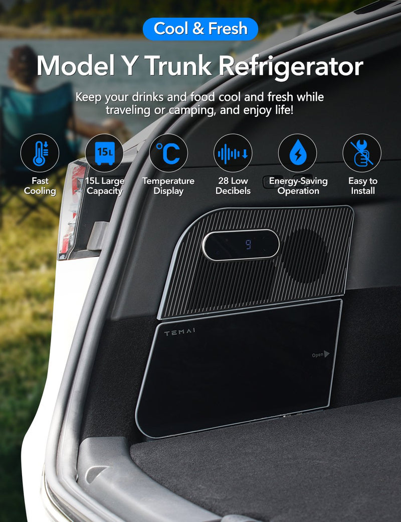 TESERY Rear Trunk Refrigerator for Tesla Model Y | On-Board Car Fridge | 5-Seater Fit - Hazli Collection