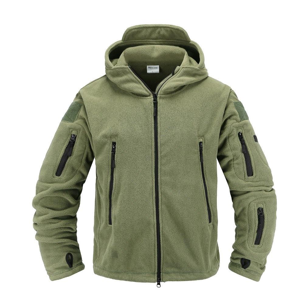 Tactical Fleece Hooded Jacket | Lightweight Thermal Coat | Hiking, Camping & Training - Hazli Collection