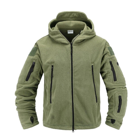 Tactical Fleece Hooded Jacket | Lightweight Thermal Coat | Hiking, Camping & Training - Hazli Collection