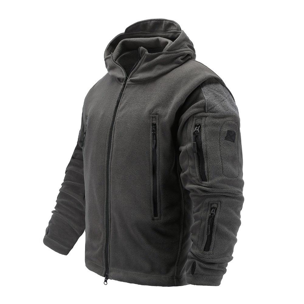 Tactical Fleece Hooded Jacket | Lightweight Thermal Coat | Hiking, Camping & Training - Hazli Collection