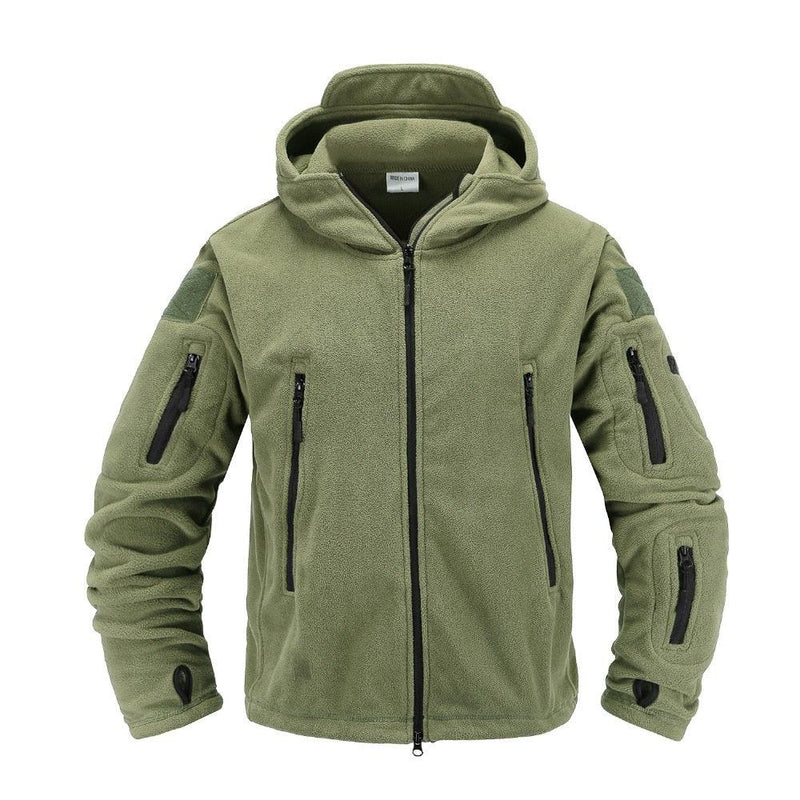 Tactical Fleece Hooded Jacket | Lightweight Thermal Coat | Hiking, Camping & Training - Hazli Collection