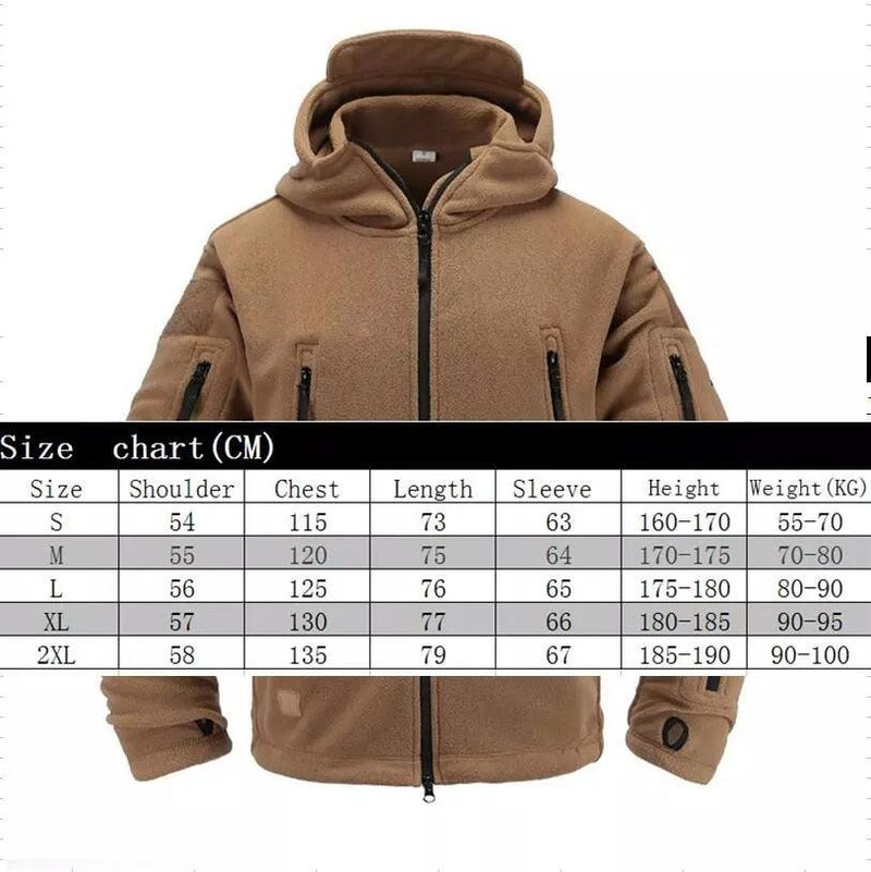 Tactical Fleece Hooded Jacket | Lightweight Thermal Coat | Hiking, Camping & Training - Hazli Collection