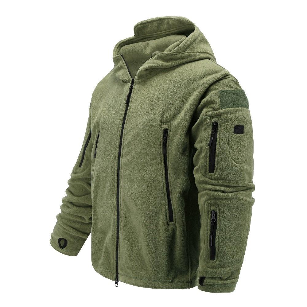Tactical Fleece Hooded Jacket | Lightweight Thermal Coat | Hiking, Camping & Training - Hazli Collection
