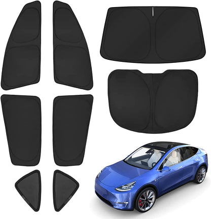 Tesla Model Y 8-Piece Window Shade Set | Full Coverage Sun & Privacy Kit | 2020-Present - Hazli Collection