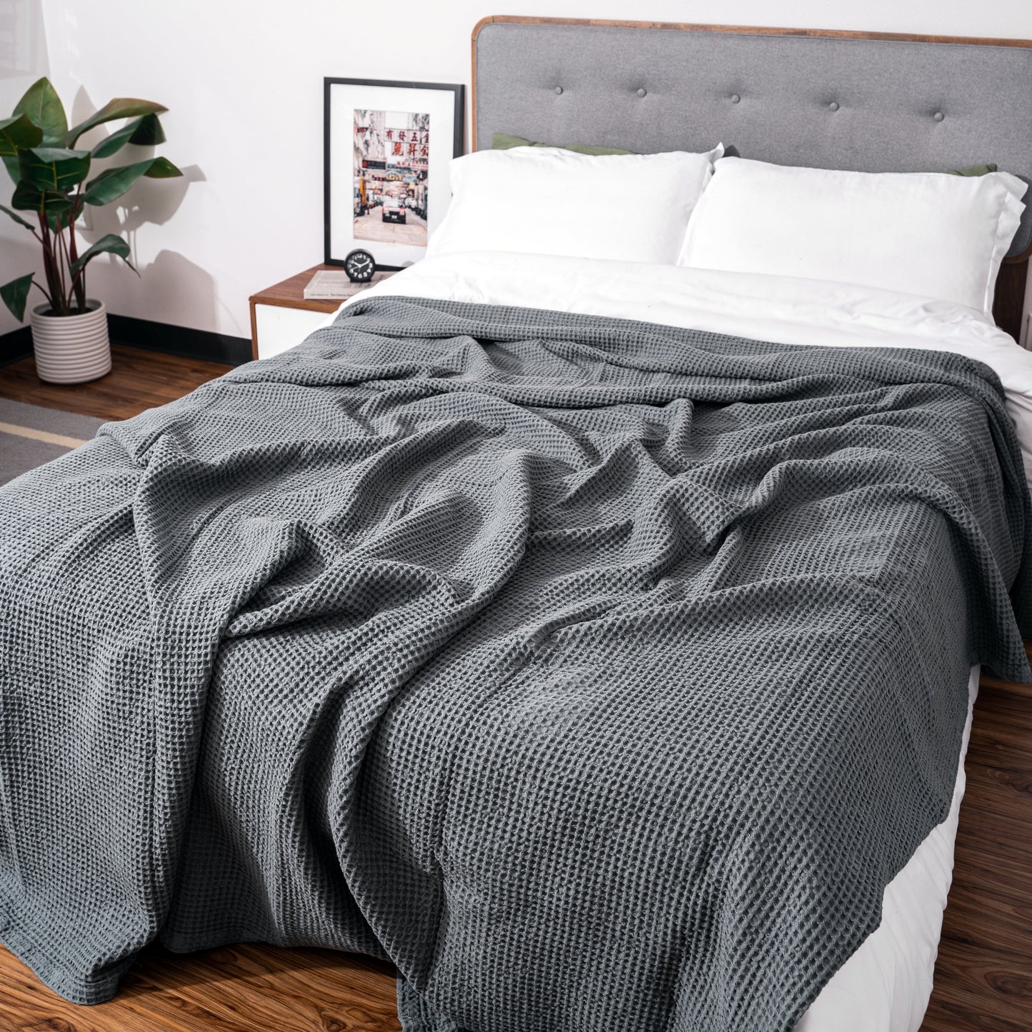 Waffle Weave Cotton Blanket | 100% Chemical-Free Cotton, All-Season | Breathable & Machine Washable - Hazli Collection