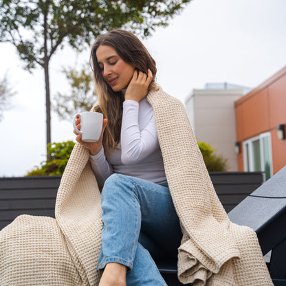 Waffle Weave Cotton Blanket | 100% Chemical-Free Cotton, All-Season | Breathable & Machine Washable - Hazli Collection