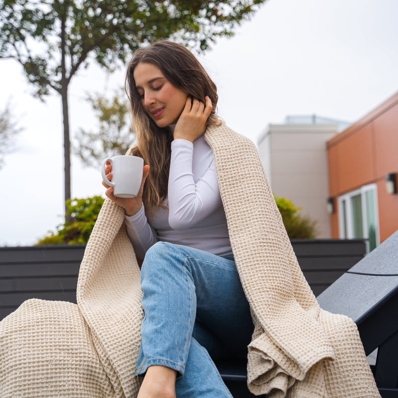 Waffle Weave Cotton Blanket | 100% Chemical-Free Cotton, All-Season | Breathable & Machine Washable - Hazli Collection