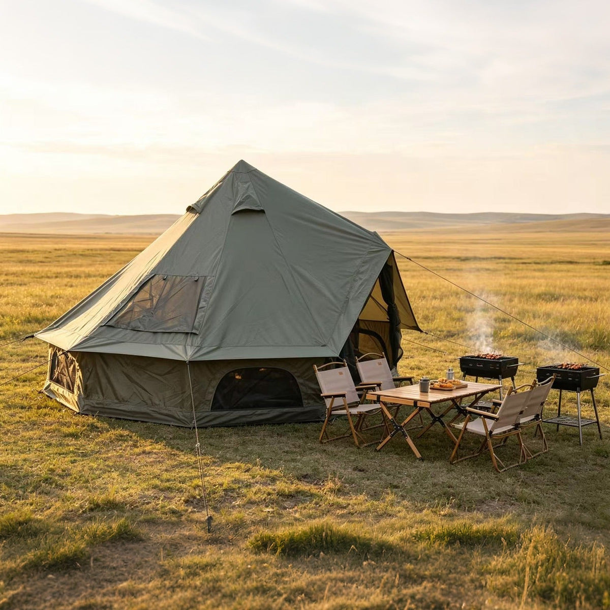 4-Season Oxford Bell Tent with Stove Jack, 9.8 ft or 13.1 ft