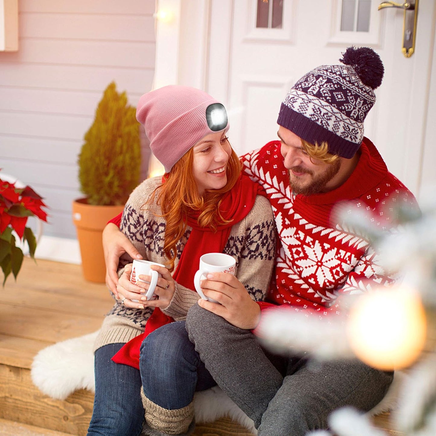 Unisex Hat with Light, USB Rechargeable LED Headlamp Beanie, Gifts for Dad Father Men Husband Warm Knitted Cap