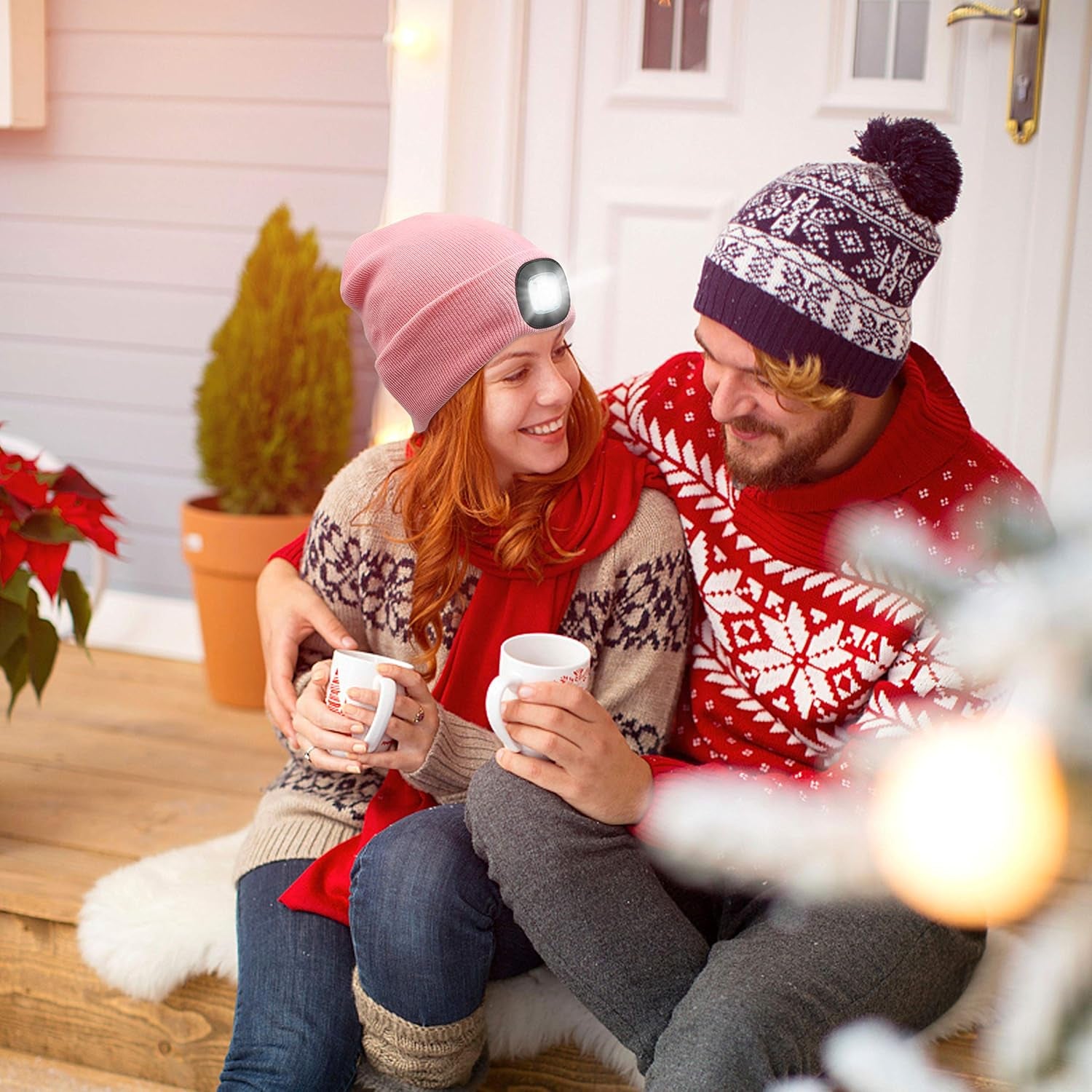 Unisex Hat with Light, USB Rechargeable LED Headlamp Beanie, Gifts for Dad Father Men Husband Warm Knitted Cap