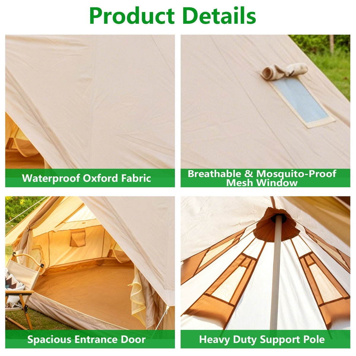 4-Season Oxford Bell Tent with Stove Jack, 9.8 ft or 13.1 ft