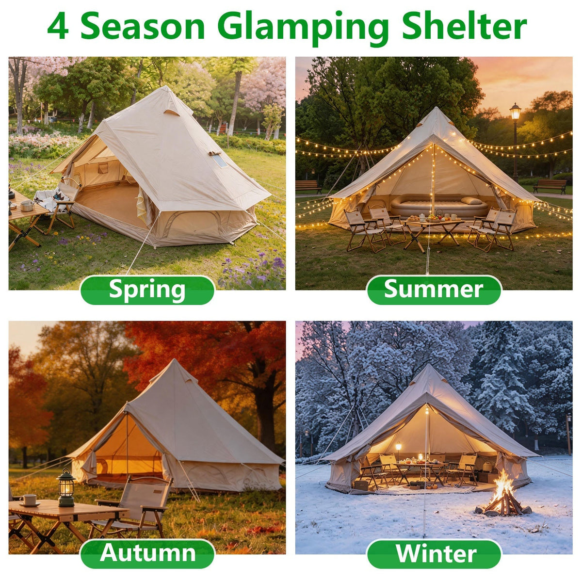 4-Season Oxford Bell Tent with Stove Jack, 9.8 ft or 13.1 ft