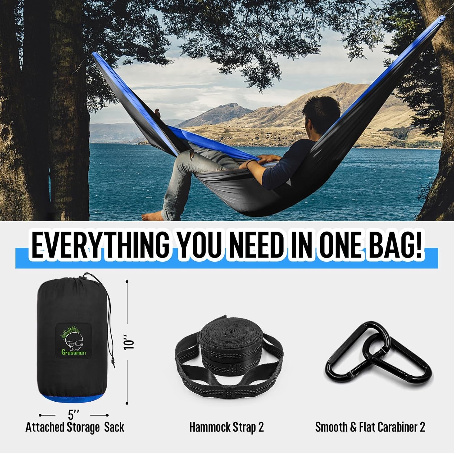 hängematte sack Camping Hammock Double & Single | 500lb Capacity, Tree Straps Included