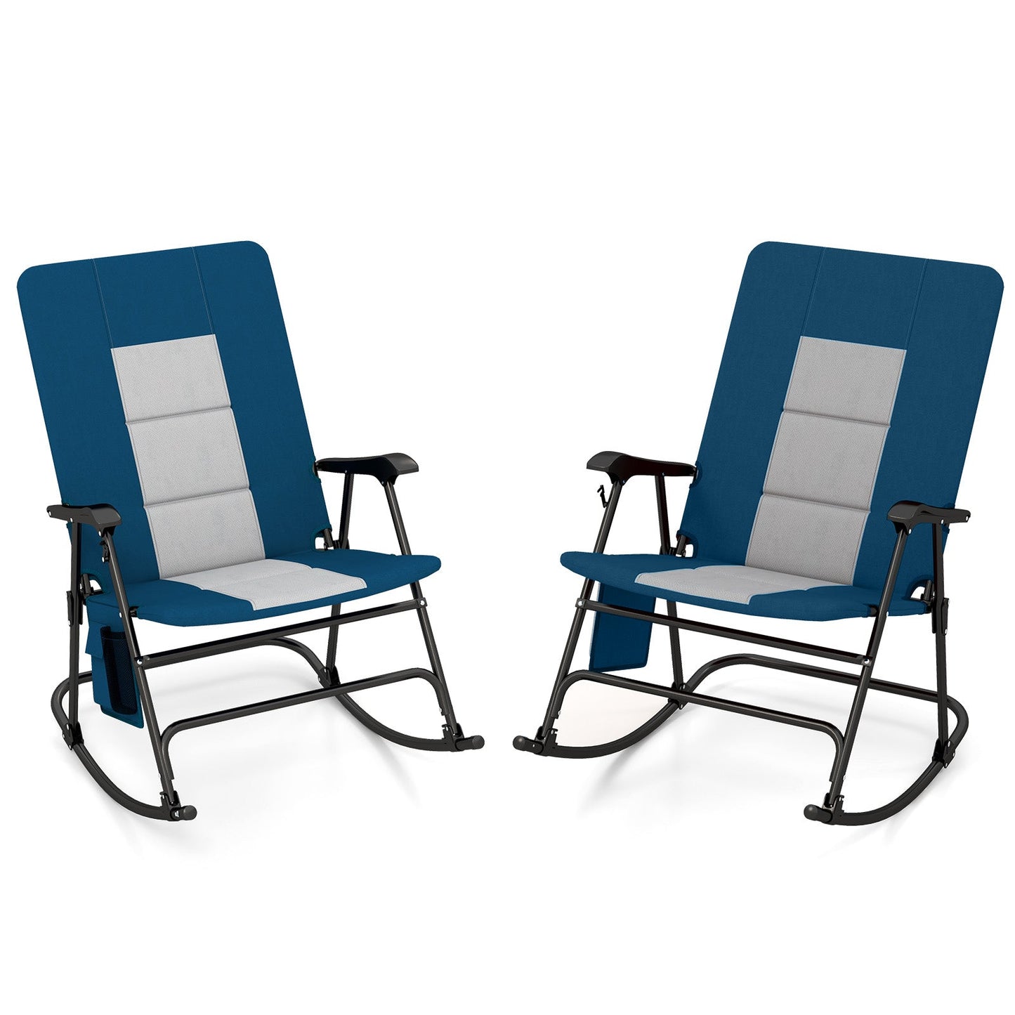 Foldable Rocking Padded Portable Camping Chair with Backrest and Armrest