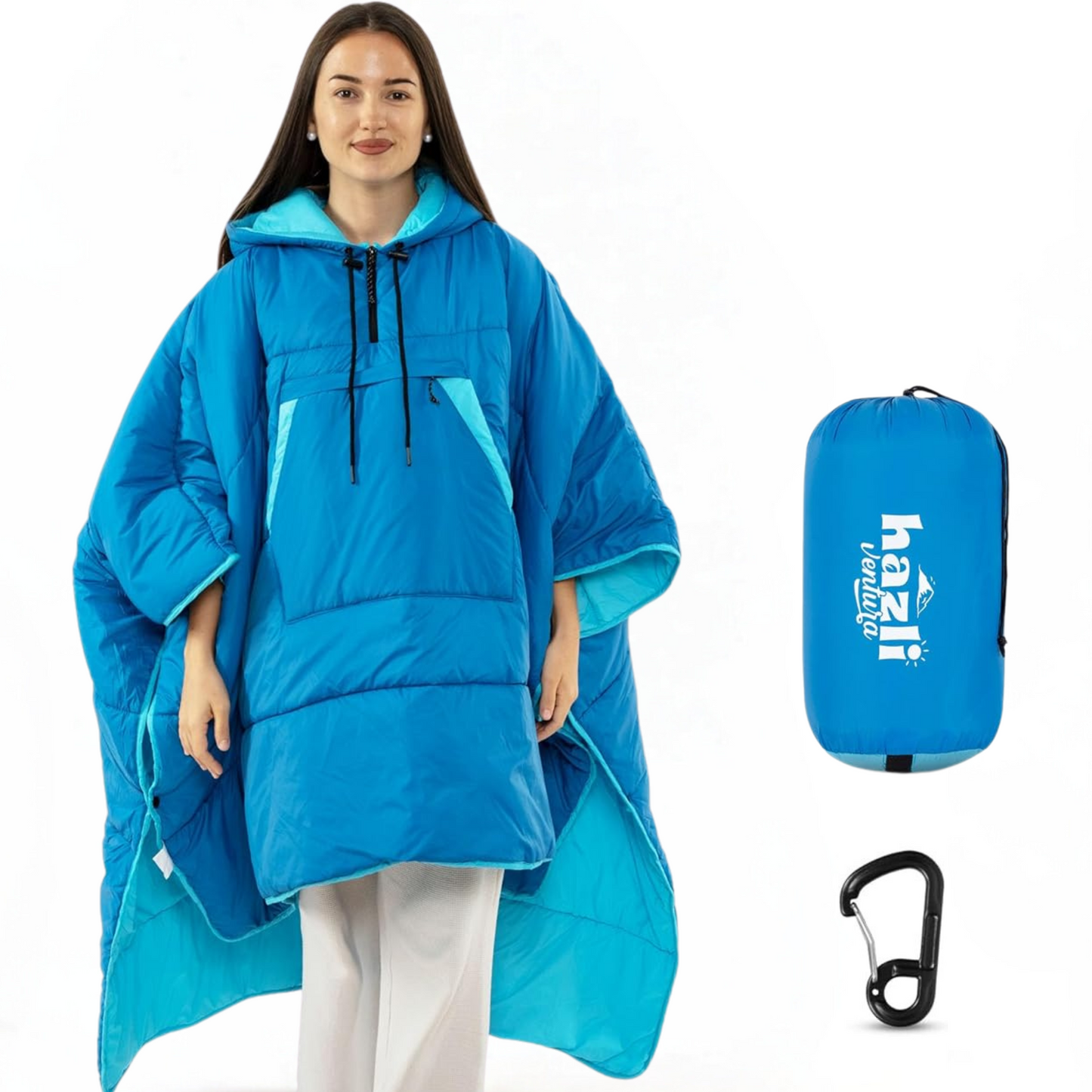 Comfortable Wearable Poncho Blanket - Camping Stadium Blanket Outdoor - Large Hooded Windproof Poncho for Men and Women