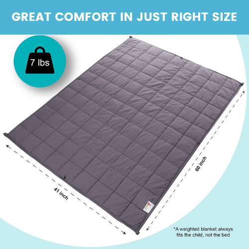 Super Soft 7 Lbs Weighted Blanket for Kids with Removable Cover - 41" x 60" Children Heavy Blanket for Kids Between 60-80 lbs - Kid Comfort Blankets for Girls and Boys - Hazli Collection 